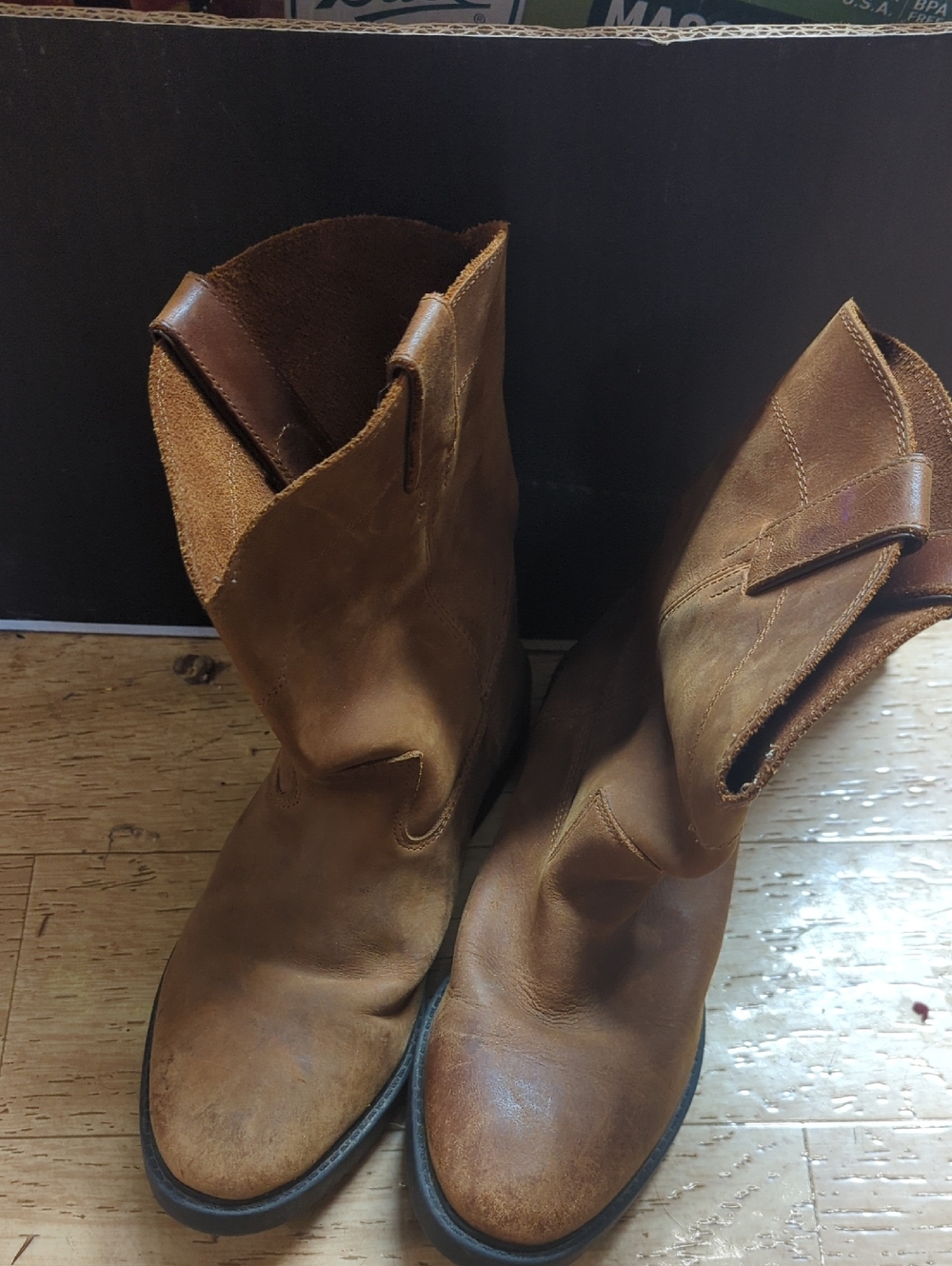 Kids 3.5 Brown Leather Pull-On Boots